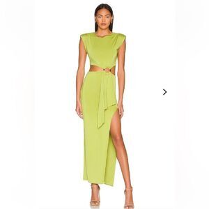 NWT Lovers and Friends encore chartreuse maxi dress cut out stretch Revolve M
